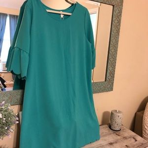 Pink blush green scalloped maternity dress